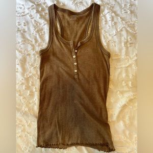 burnt orange american eagle tank top with buttons, S